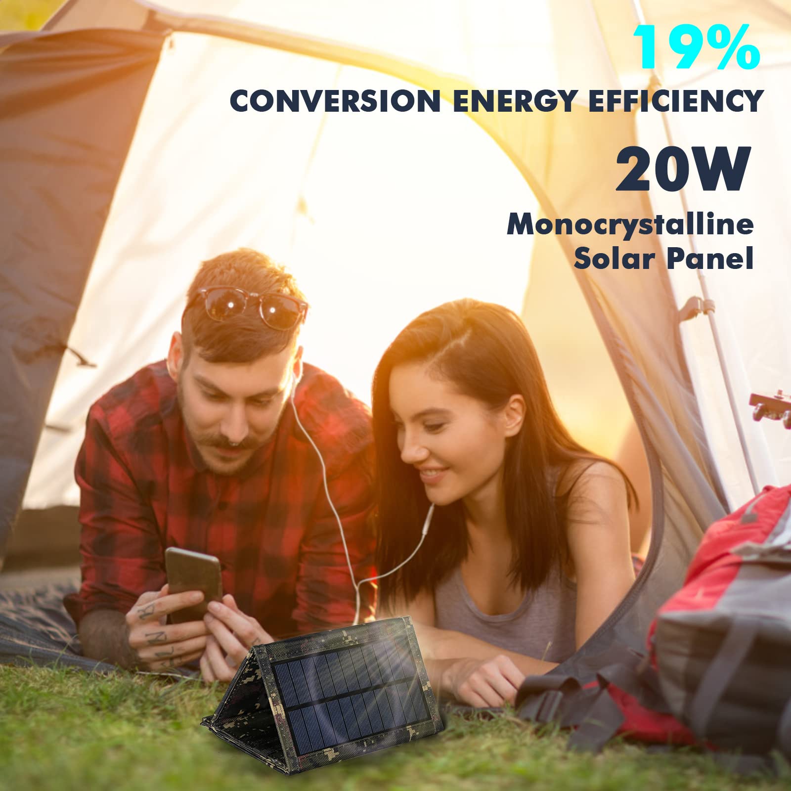 Jadeshay Solaire Photovoltaïque 20W panneau solaire pliable USB