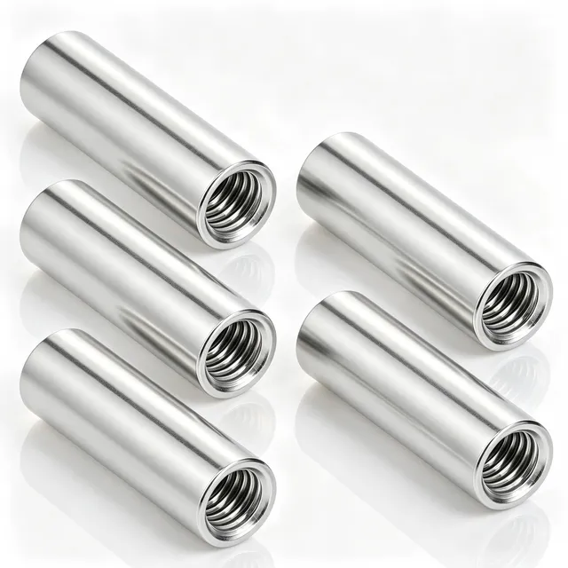 Tissting Écrous Jonction Ronds M12x1.75 50mm Inox Lot 5