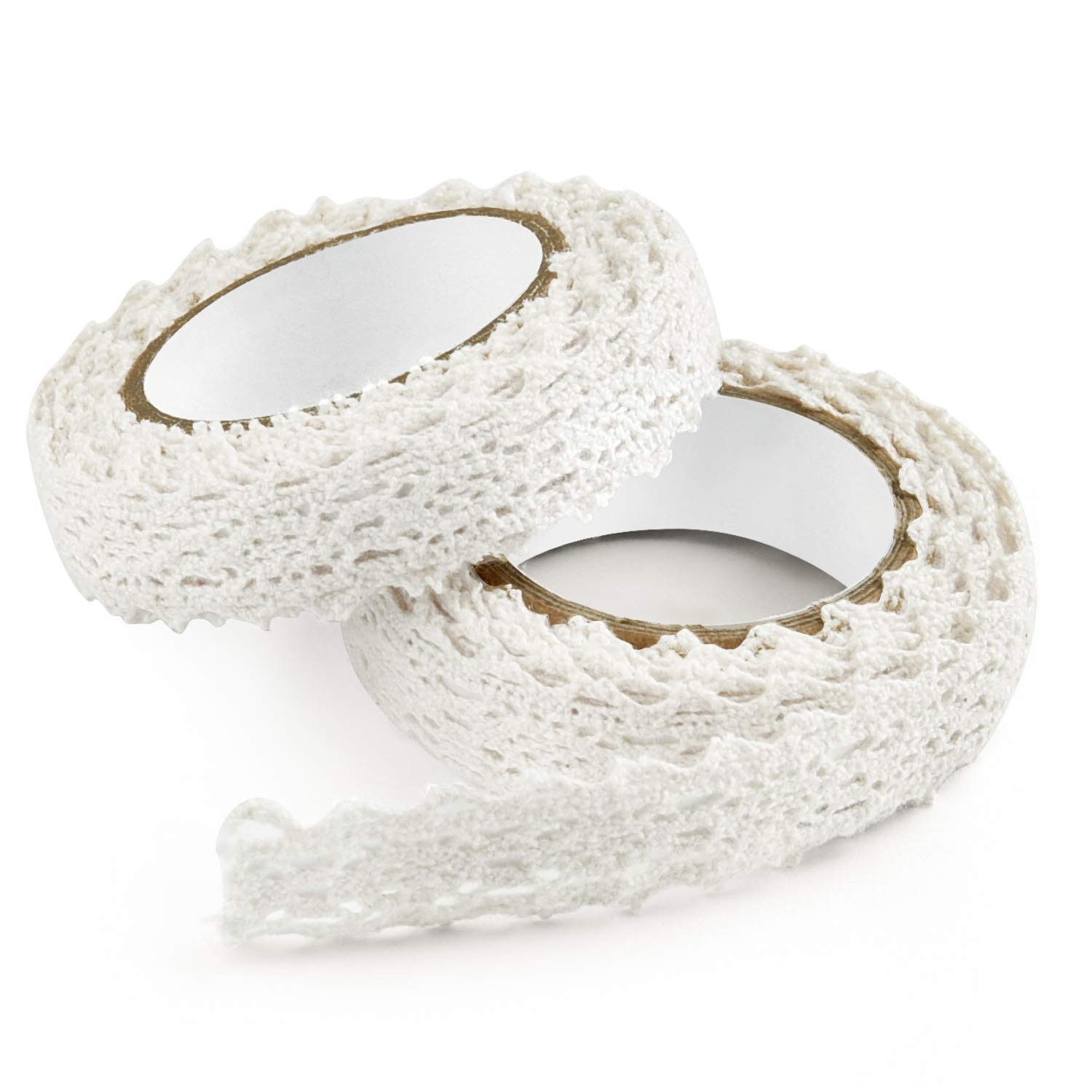 FEPITO Ruban Dentelle Blanc Adhésif 15 mm x 3,4 m Lot 2
