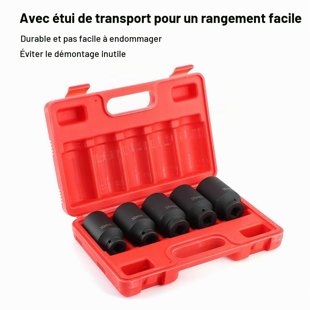 Ejoyous Home Improvement Tool jeu 5 douilles 1/2 30-36 mm
