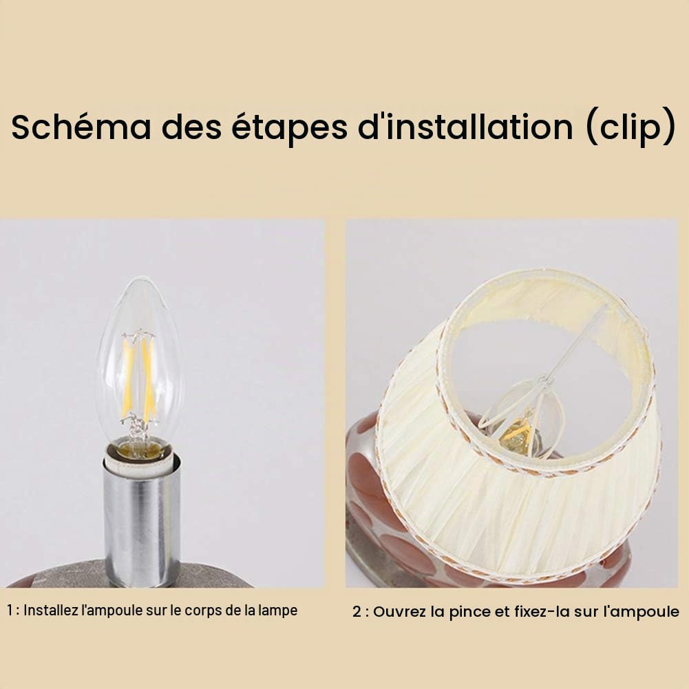 Tissting abat-jour E14 tissu plissé crème clip lot 6