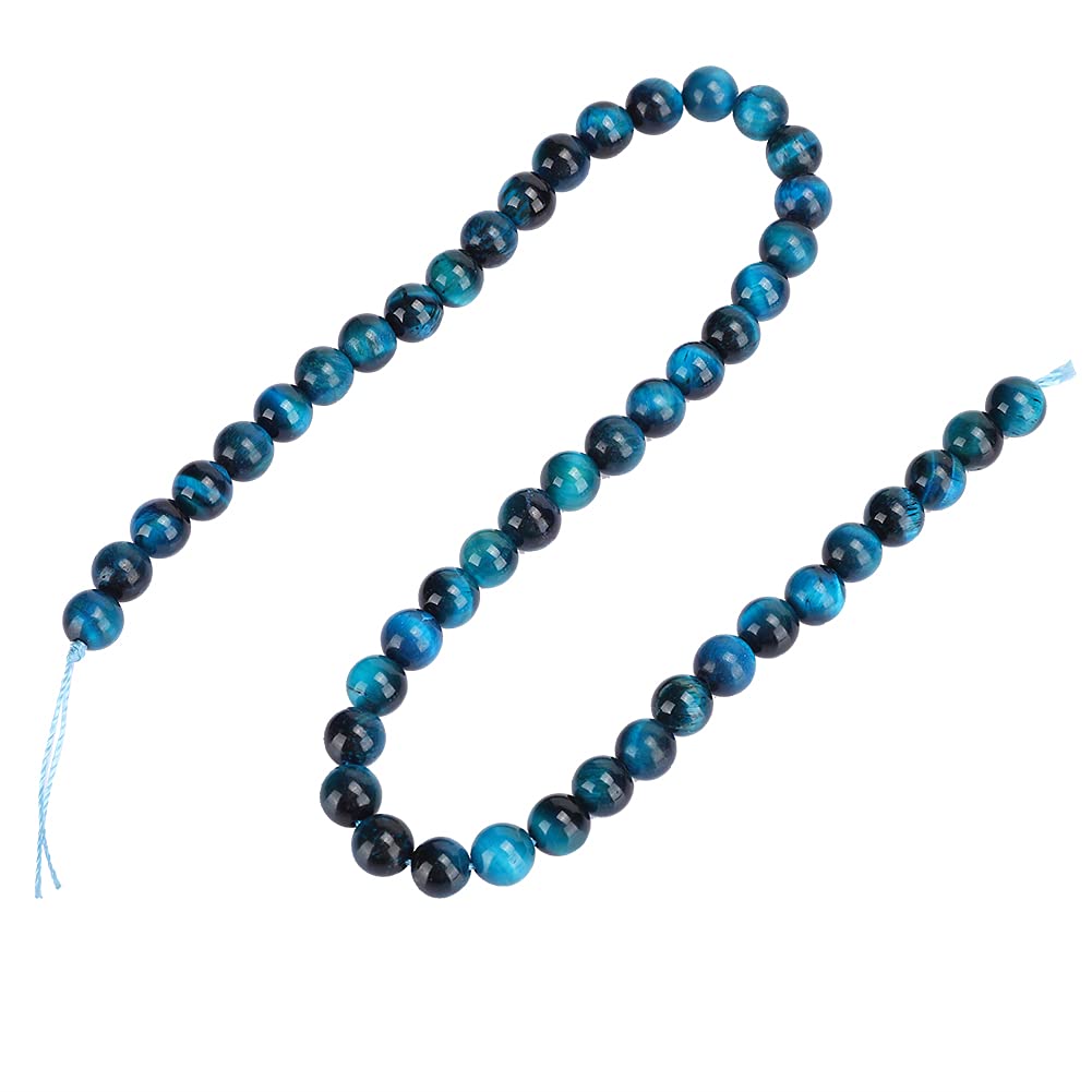 Tissting DIY perles œil de tigre bleu 8 mm 48 pièces