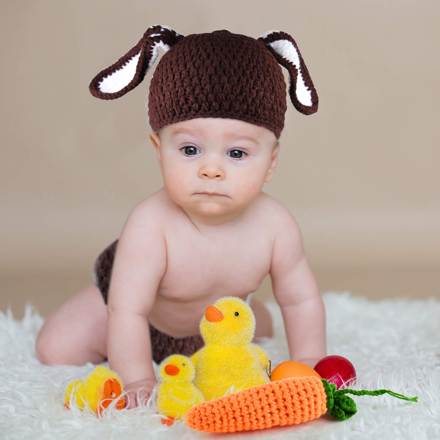 FEPITO Lapin Pâques Costume Bébé Crochet Bonnet + Short