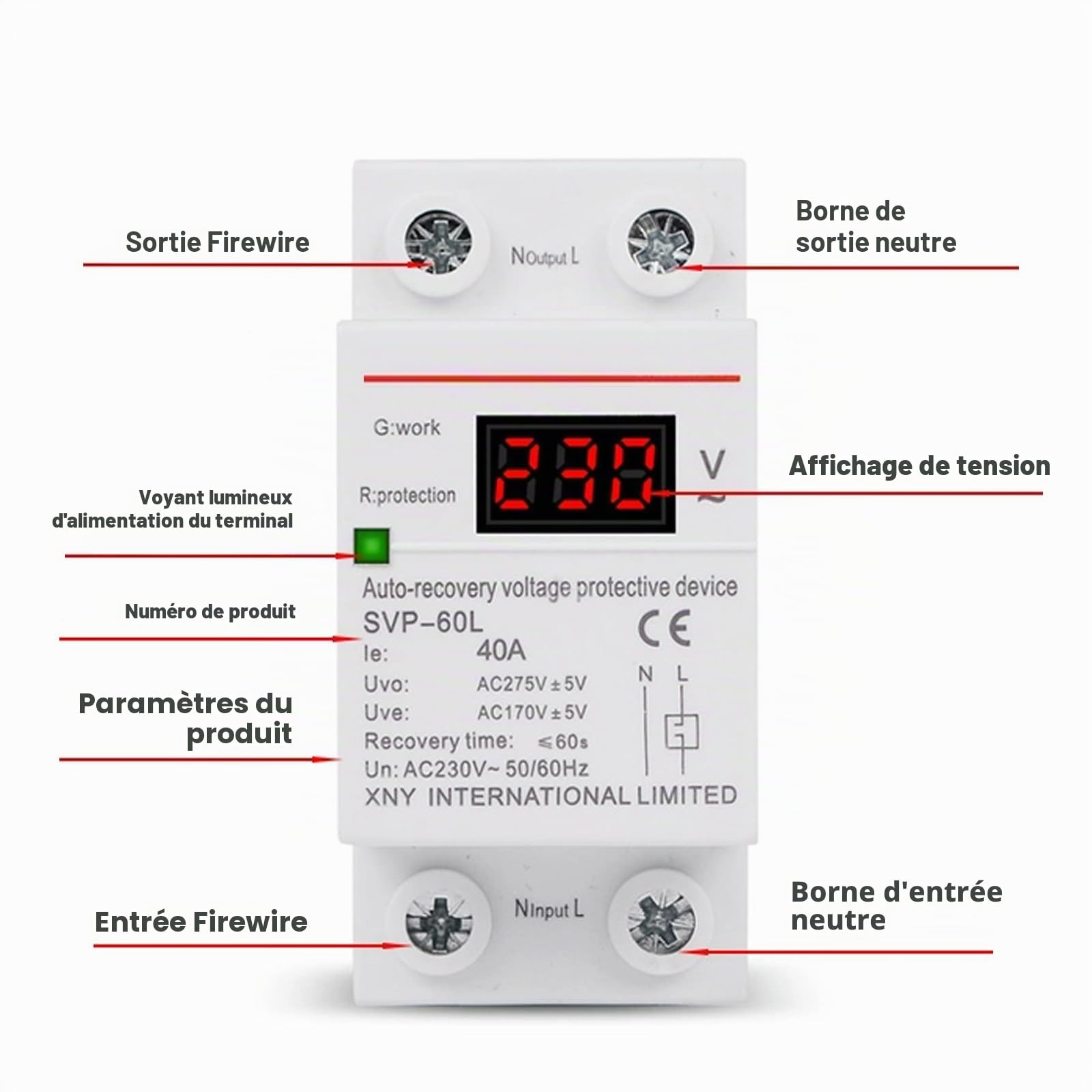 Jadeshay Installation Électrique protecteur de tension 230V 40A auto