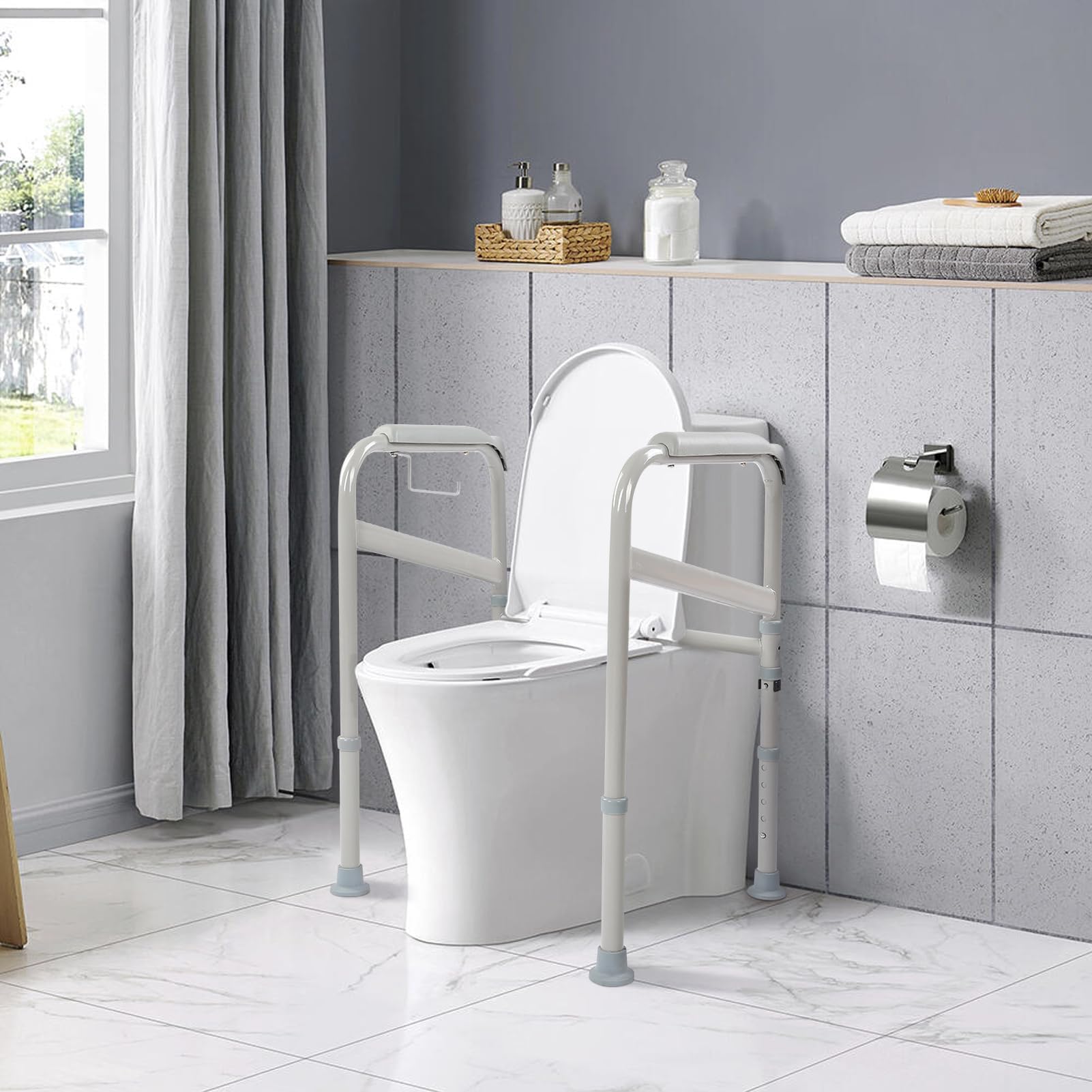 Ejoyous Health & Beauty cadre sécurité WC réglable acier