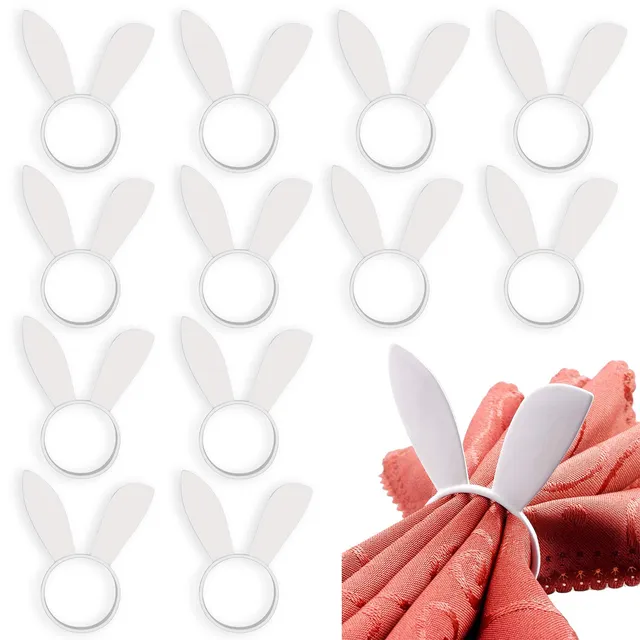FEPITO Party Decorations ronds serviette lapin blanc x12