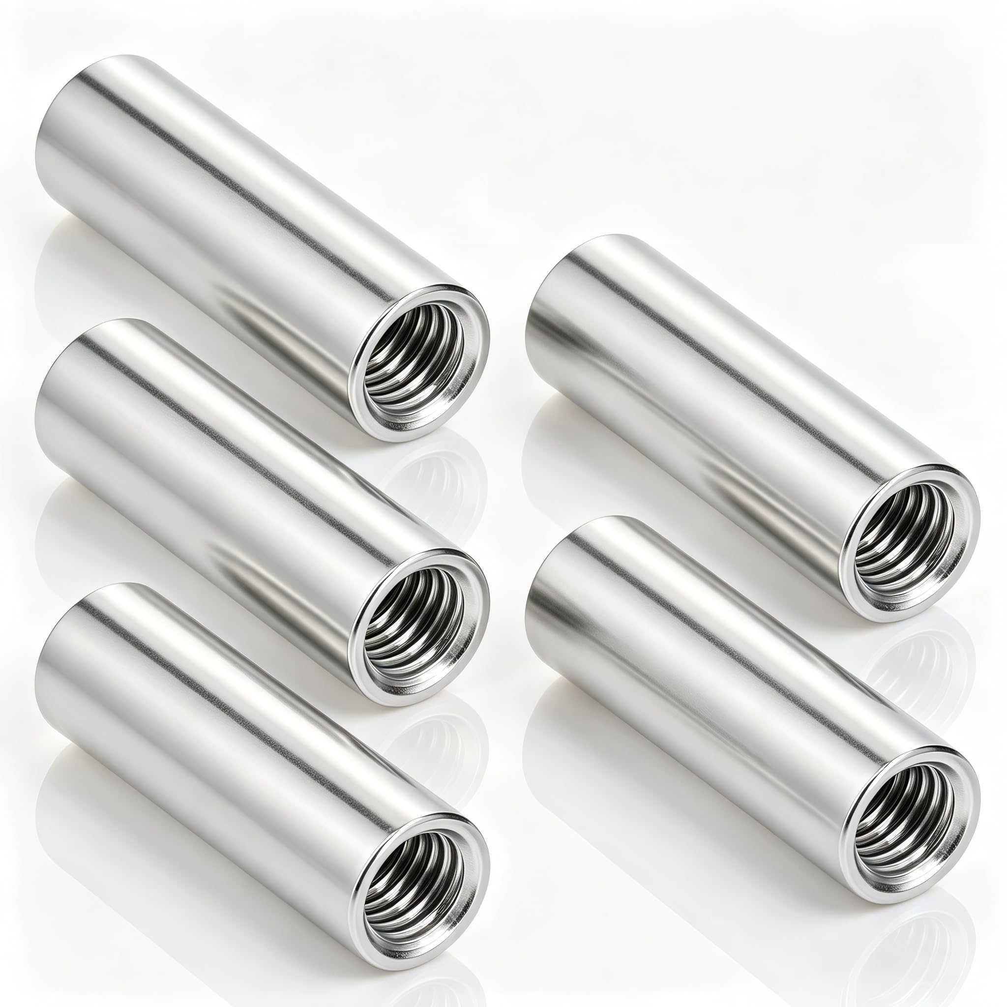 Tissting Écrous Jonction Ronds M12x1.75 50mm Inox Lot 5