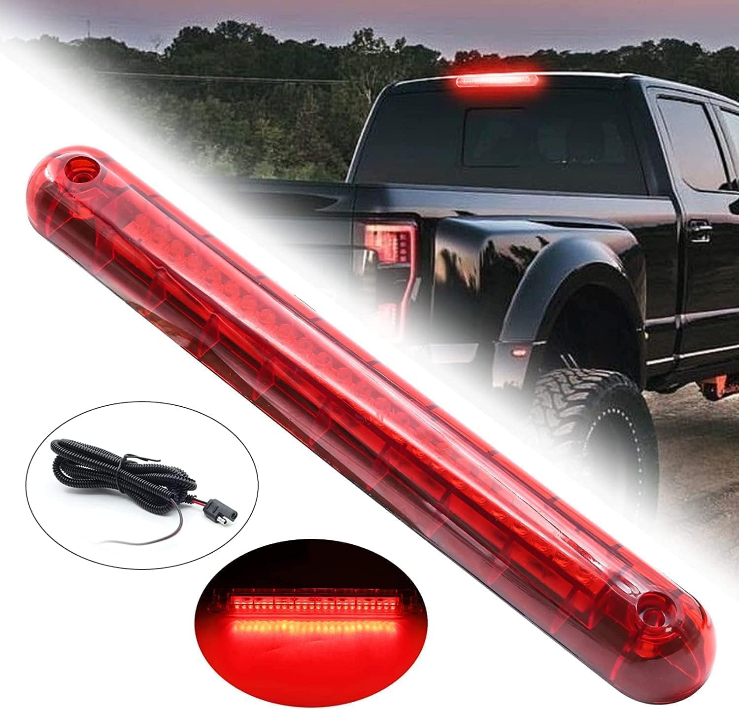 Ejoyous 24 LED feu stop 12V rouge universel etanche auto moto