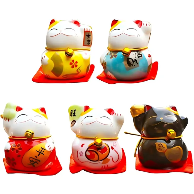 Tissting Home Decoration maneki neko figurines lot 5 couleurs