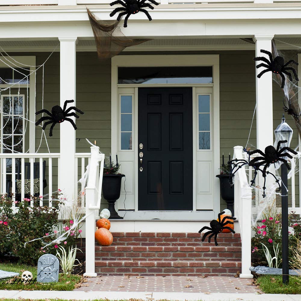 FEPITO Party Decorations araignée Halloween noire 30cm lot 2
