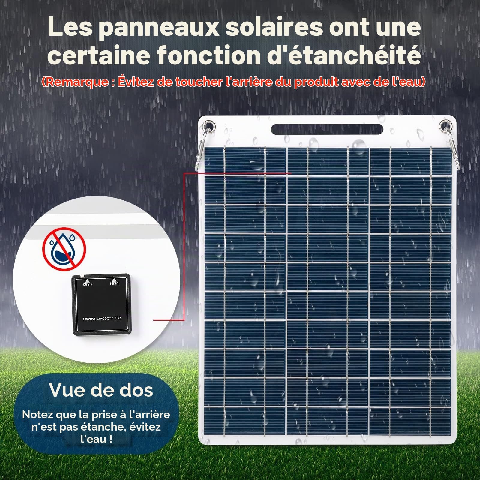 Jadeshay Panneau Solaire 30W 5V Double USB Portable