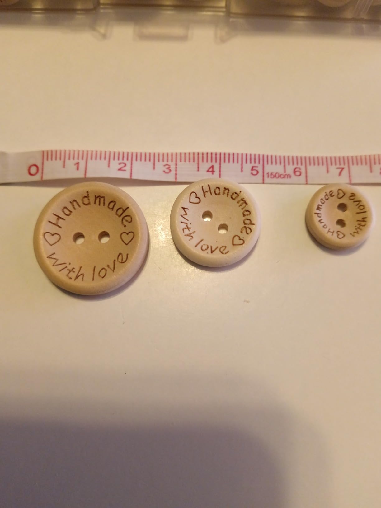 FEPITO Boutons Bois Rond With Love 140 Pièces 15-25 mm