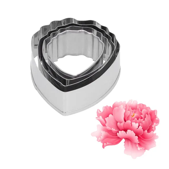 Tissting Emporte-Pièce Pivoine Inox Lot de 4 Biscuits