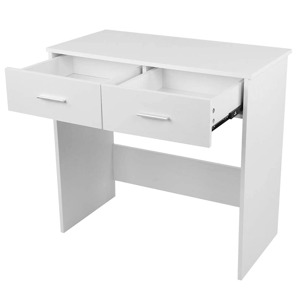 Ejoyous Living Room Bureau Blanc MDF 2 Tiroirs 80 cm