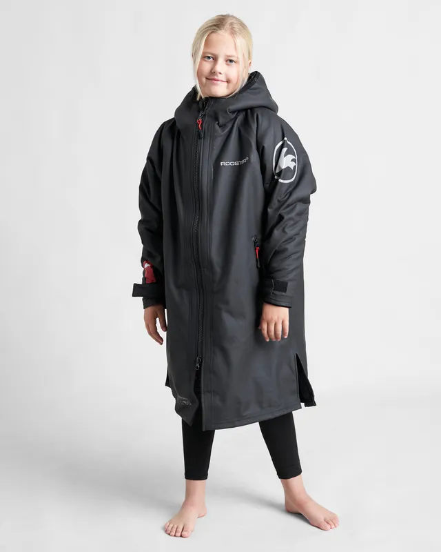 Rooster Aquafleece Robe parka change junior Noir/Bleu