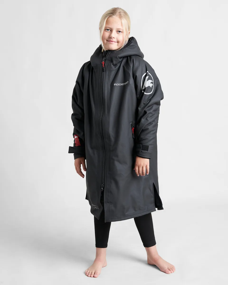 Rooster Aquafleece Robe parka change junior Noir/Bleu