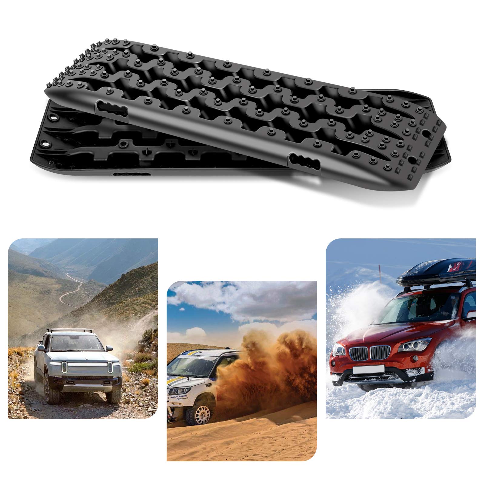 Ejoyous Plaques Traction 4x4 10T Noires Lot de 2