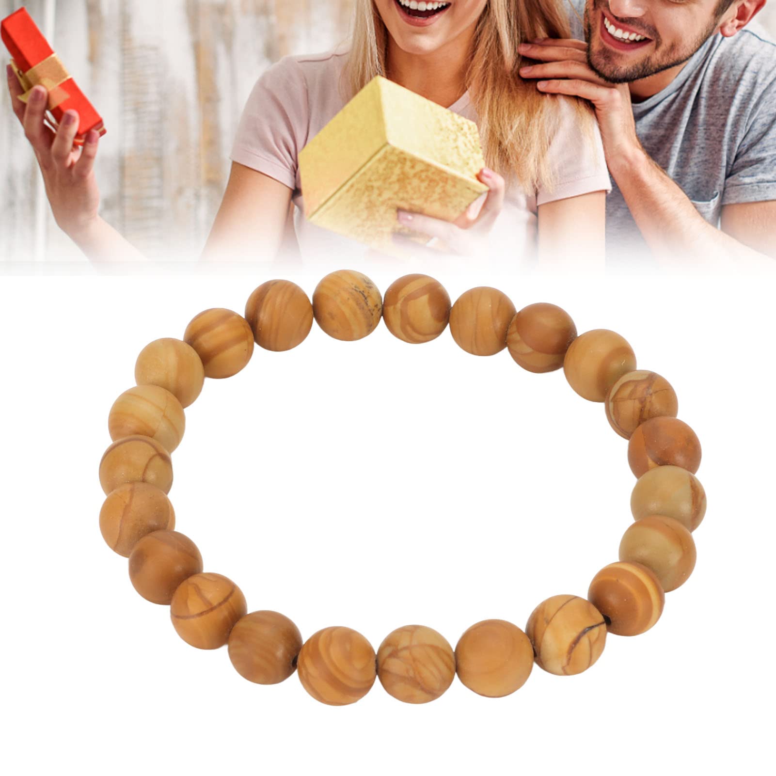 Tissting Bracelet Perles 8 mm Pierres Unisexe Lot de 3