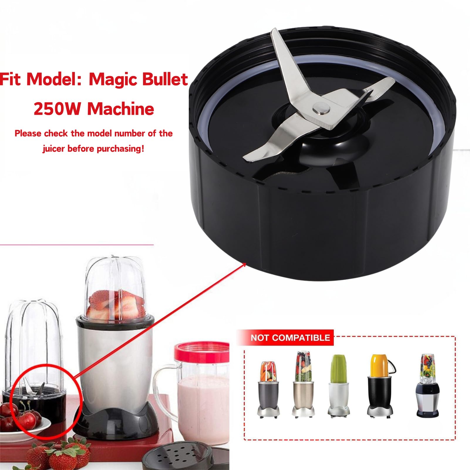 Jadeshay Articles Ménagers lame mixeur Magic Bullet 250W lot 2 inox