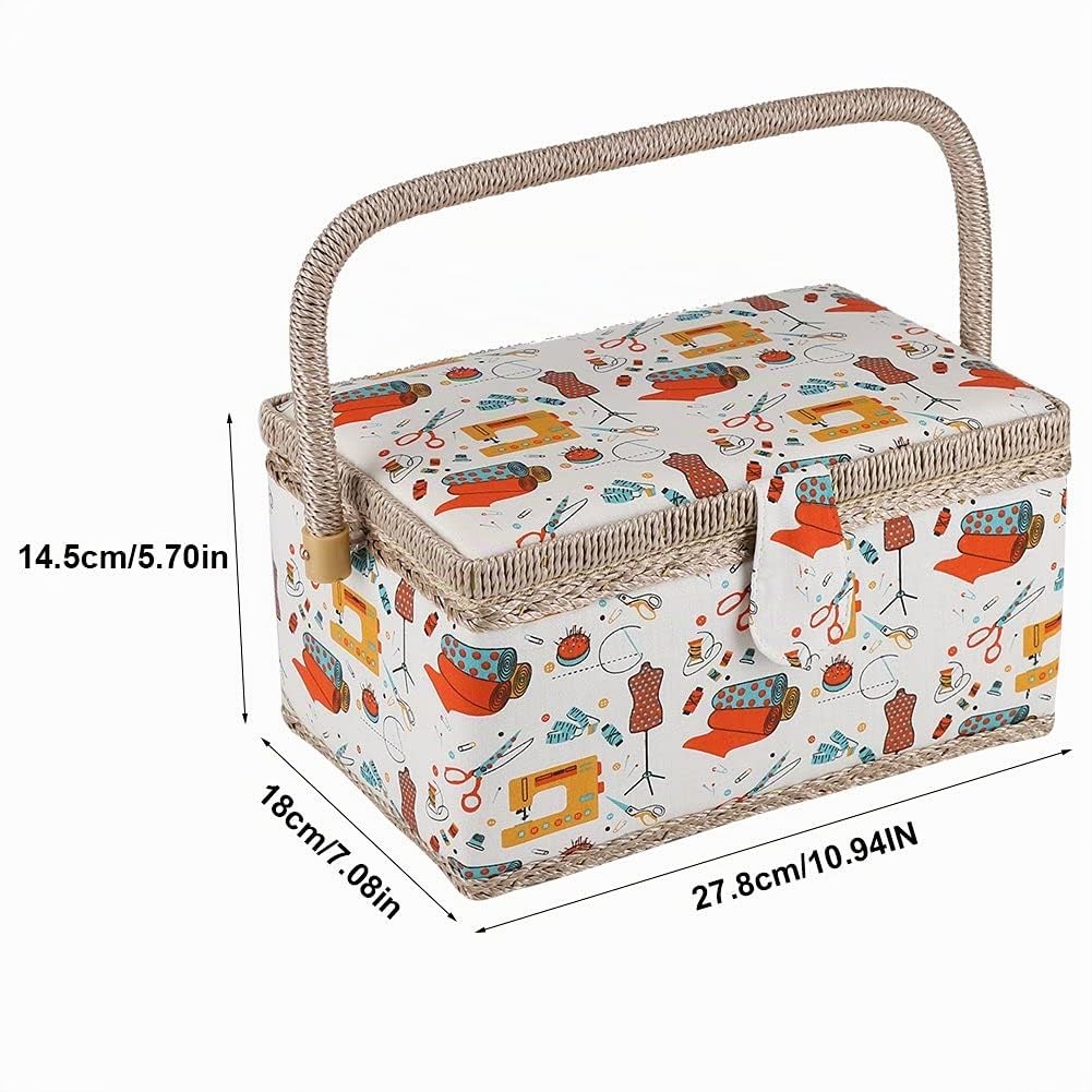 Ejoyous Tool boîte couture tissu floral grande 30,5 cm