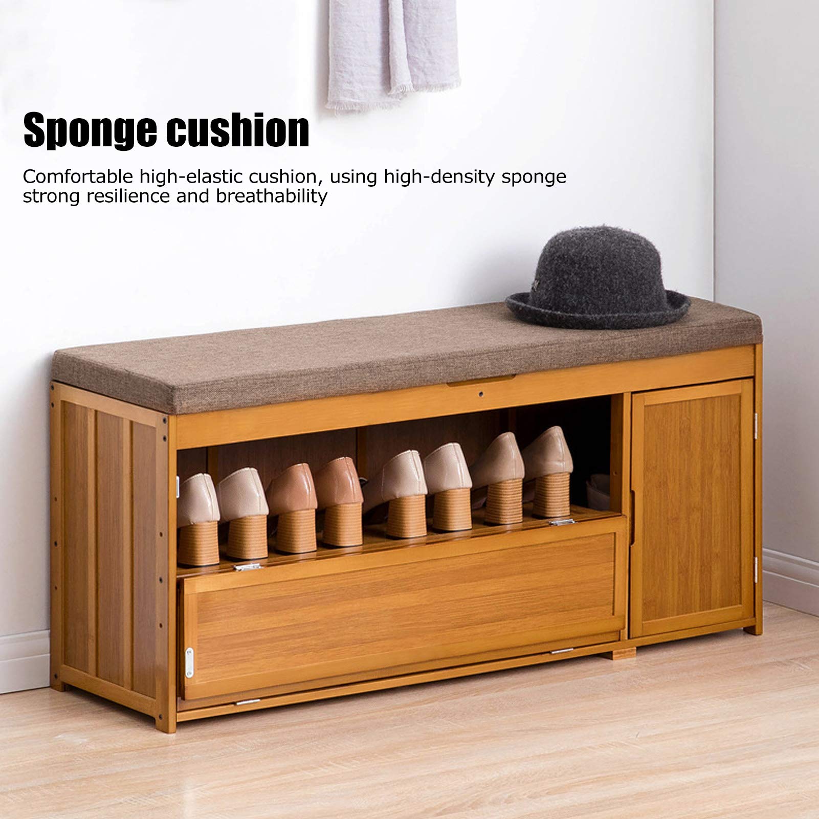 Ejoyous Living Room banc à chaussures bambou 100 cm rembourré