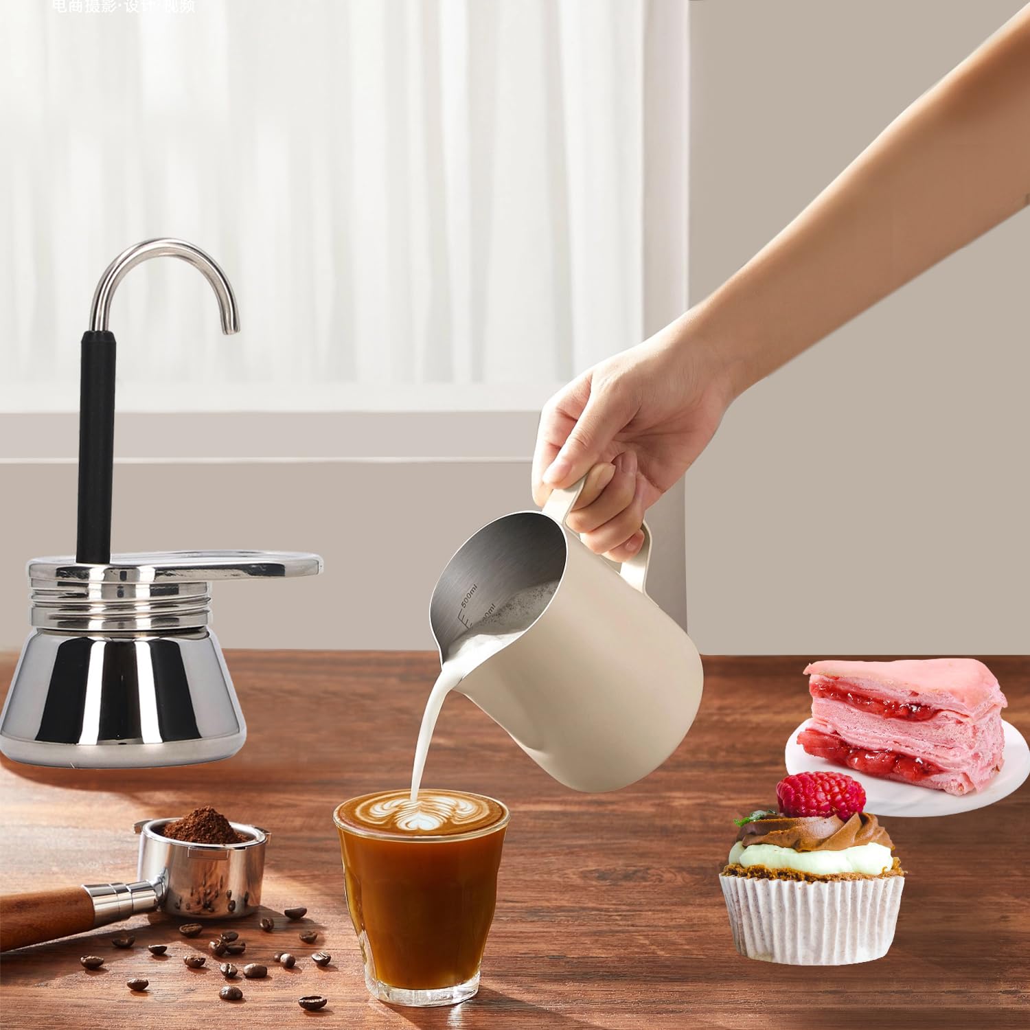 Tissting Cafetière moka italienne inox 1 bec portable 15,5 cm
