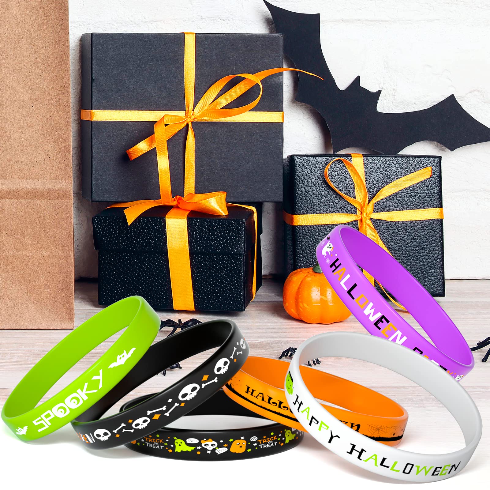 FEPITO Party Decorations bracelets Halloween silicone lot 36