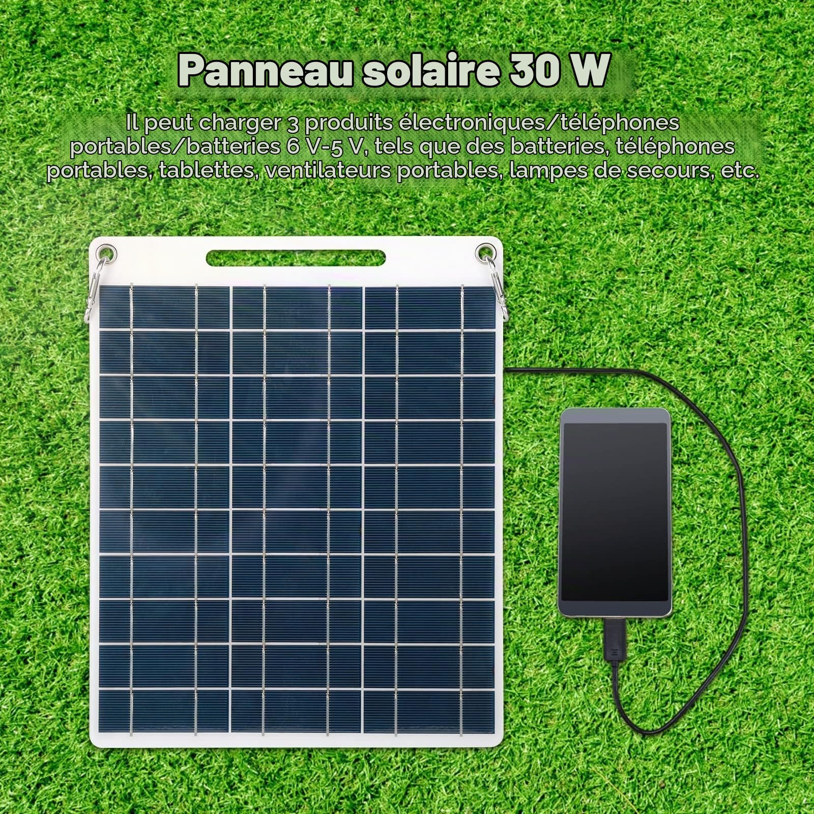 Jadeshay Panneau Solaire 30W 5V Double USB Portable