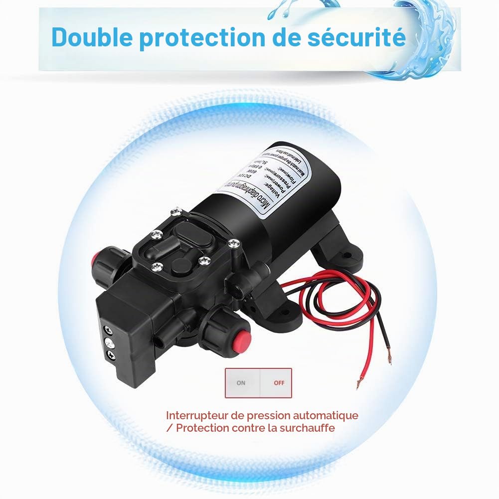 Ejoyous Pompe à Eau 12V 115Psi 5L/min 60W auto-amorçante
