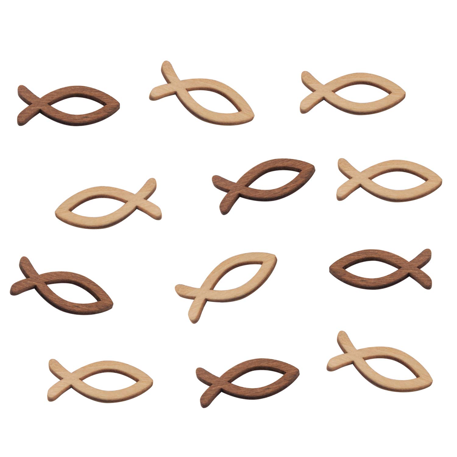 FEPITO Party Decorations confettis poisson bois 100 pcs marron