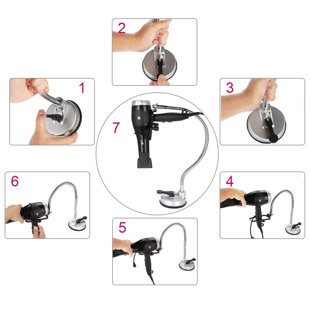 Ejoyous Support Sèche-Cheveux Ventouse Rotatif 360° Mains Libres