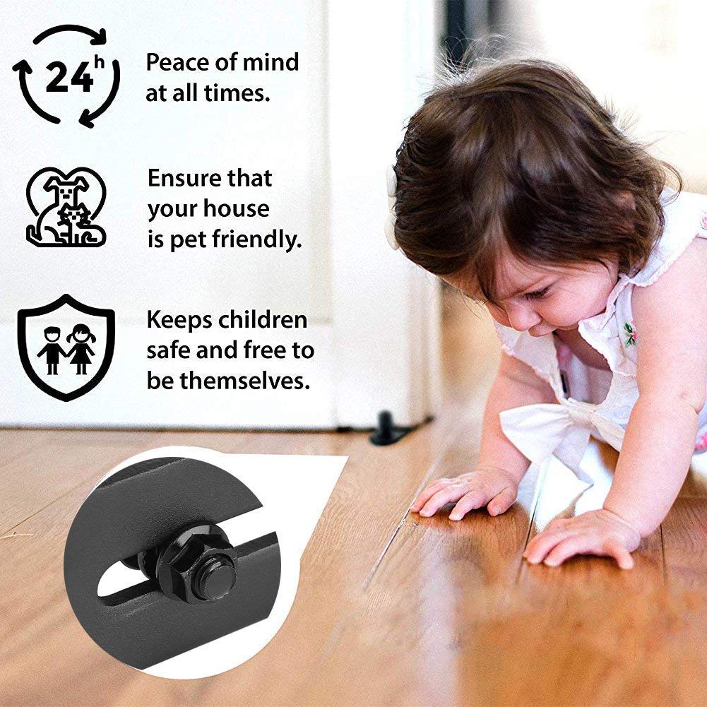 Ejoyous Home guide plancher porte grange réglable noir