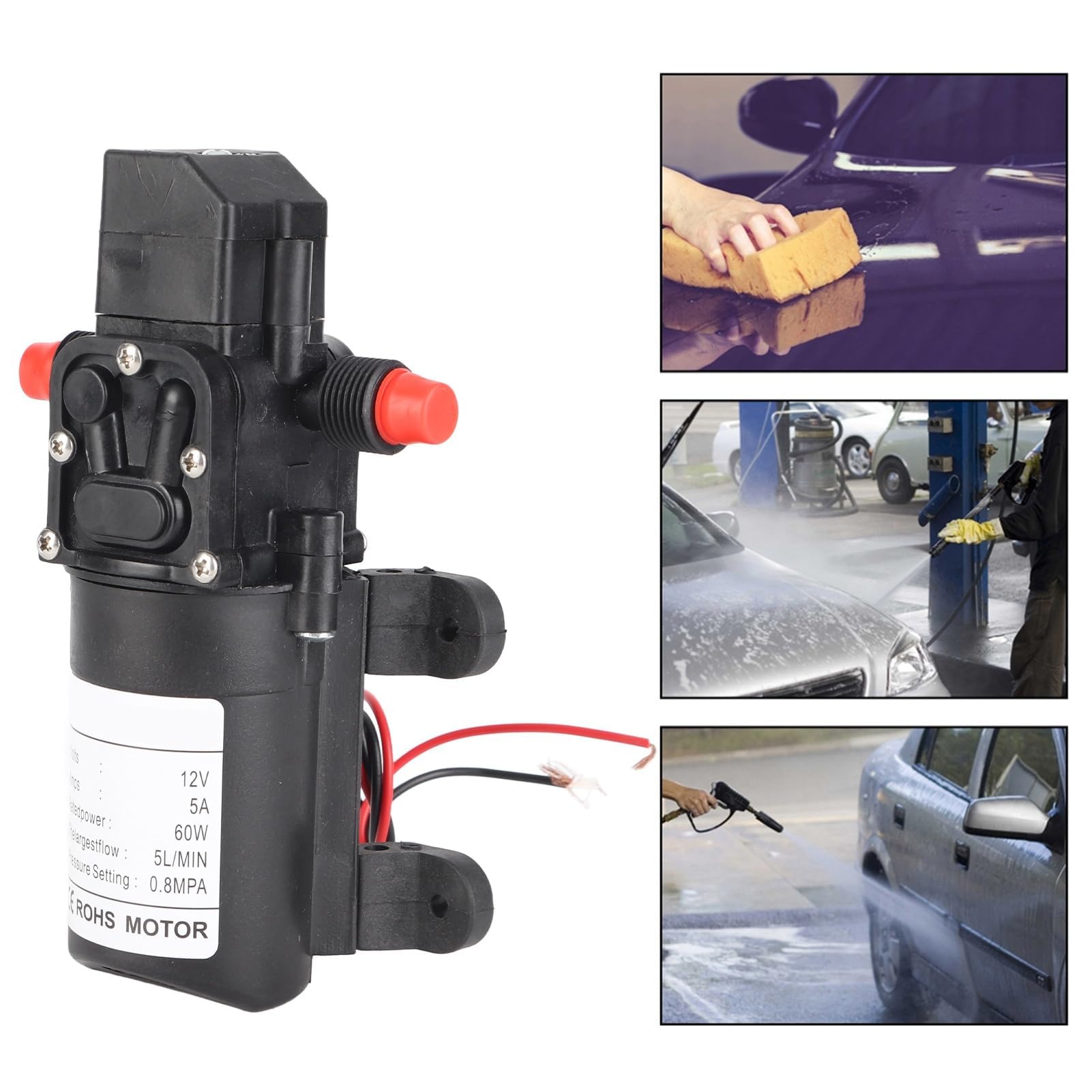 Ejoyous Pompe à eau 12V auto-amorçante 60W 5L/min camping-car bateau