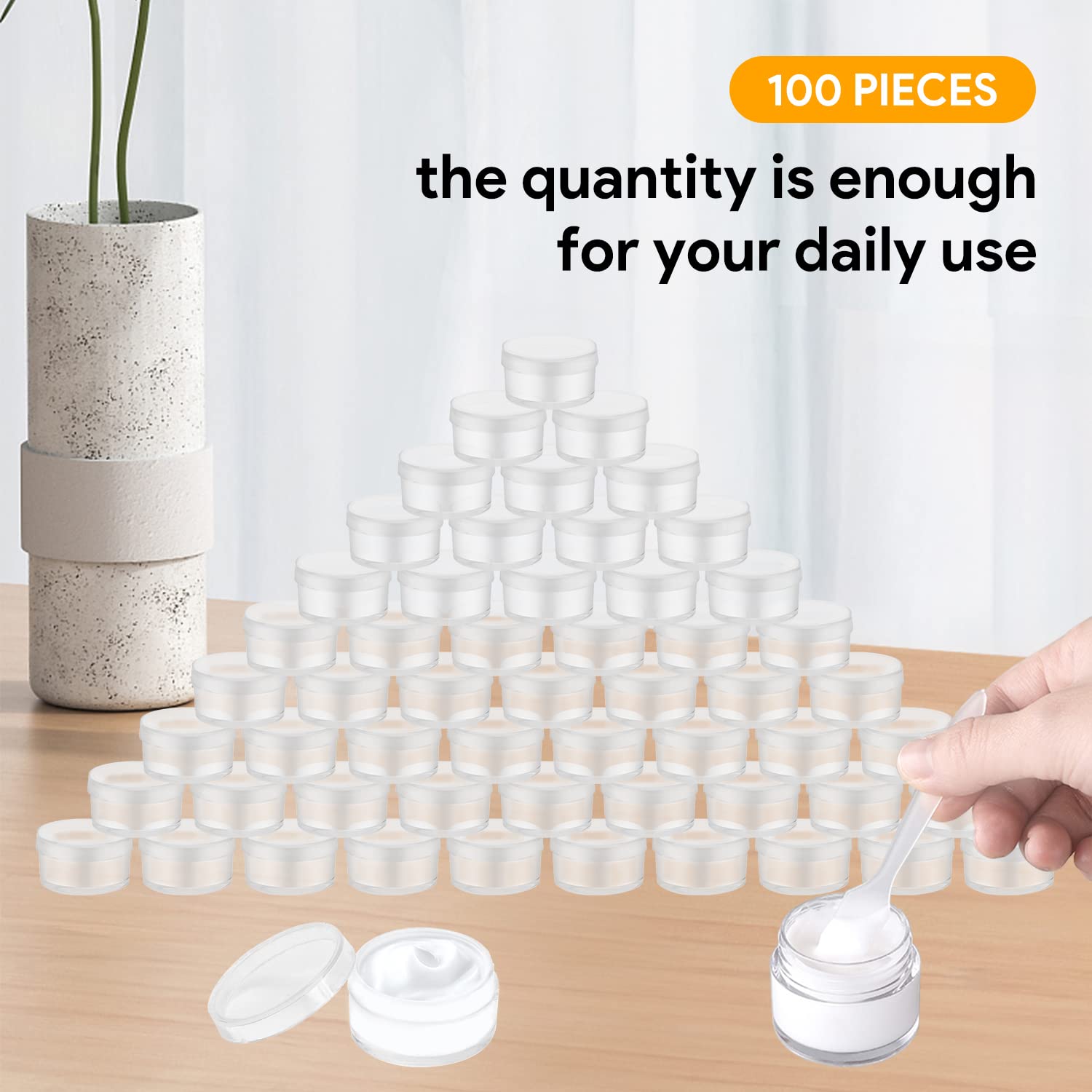 Tissting 100 Mini Pots Cosmétiques Plastique 2x2x1 cm