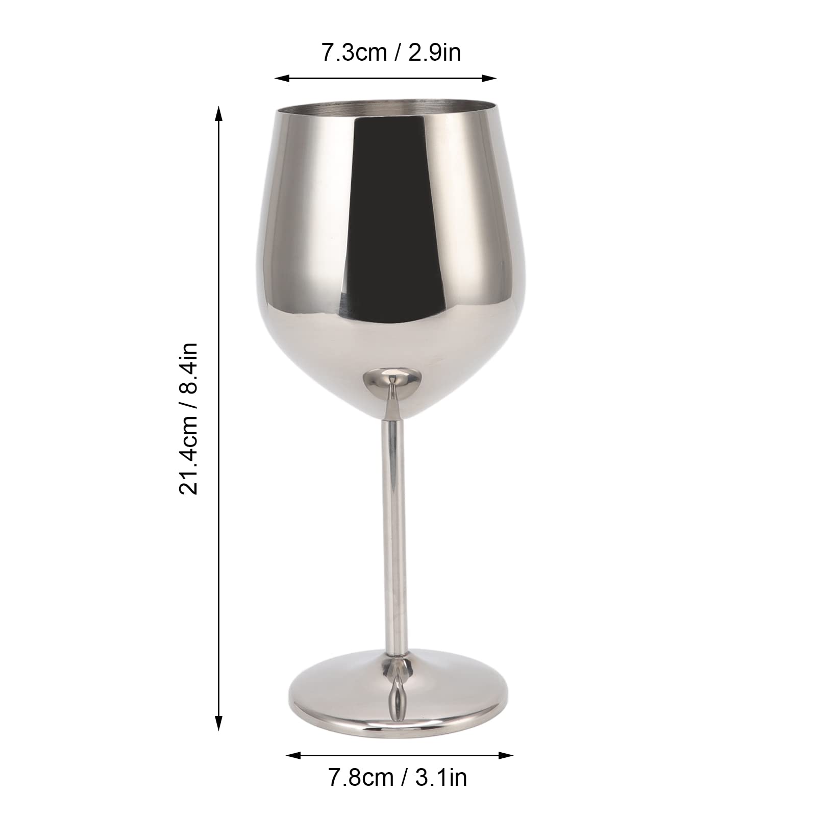Tissting Verre à Vin Inox Argent 21,4 cm Base Large