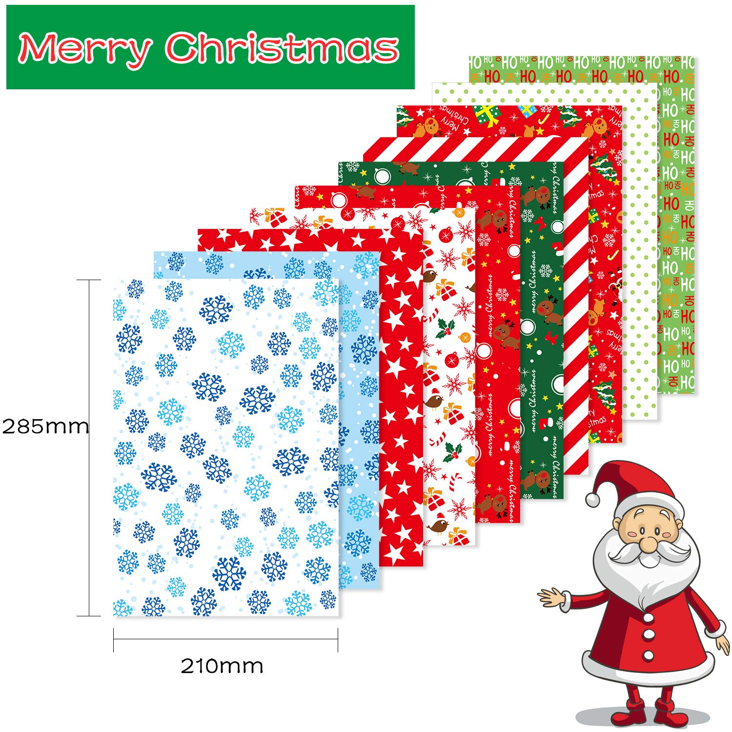 FEPITO papier décoratif Noël A4 30 feuilles 10 motifs
