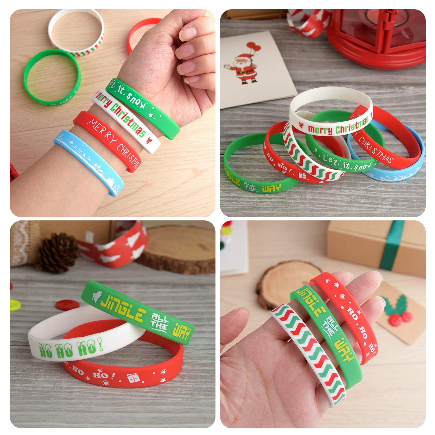 FEPITO Party Decorations bracelets silicone Noël lot 70