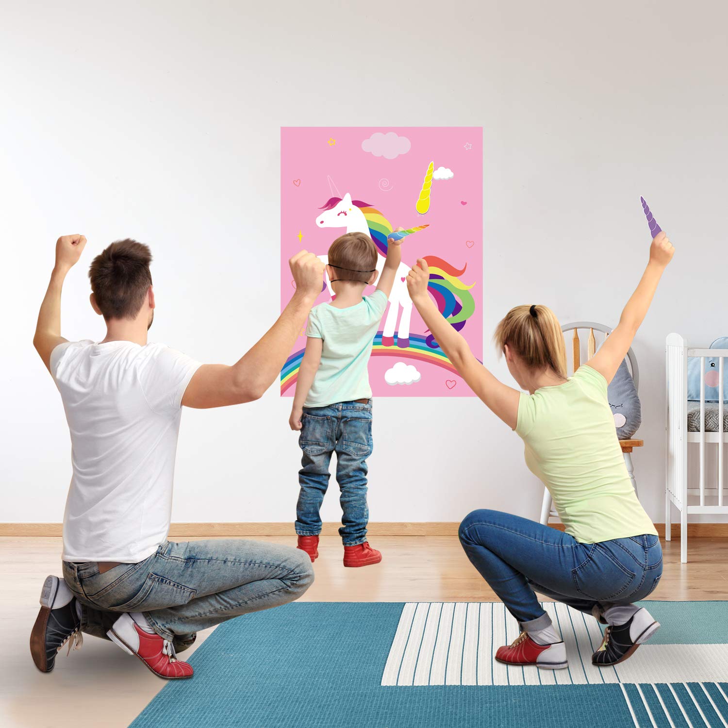 FEPITO Party Games Pin Horn Unicorn jeu rose