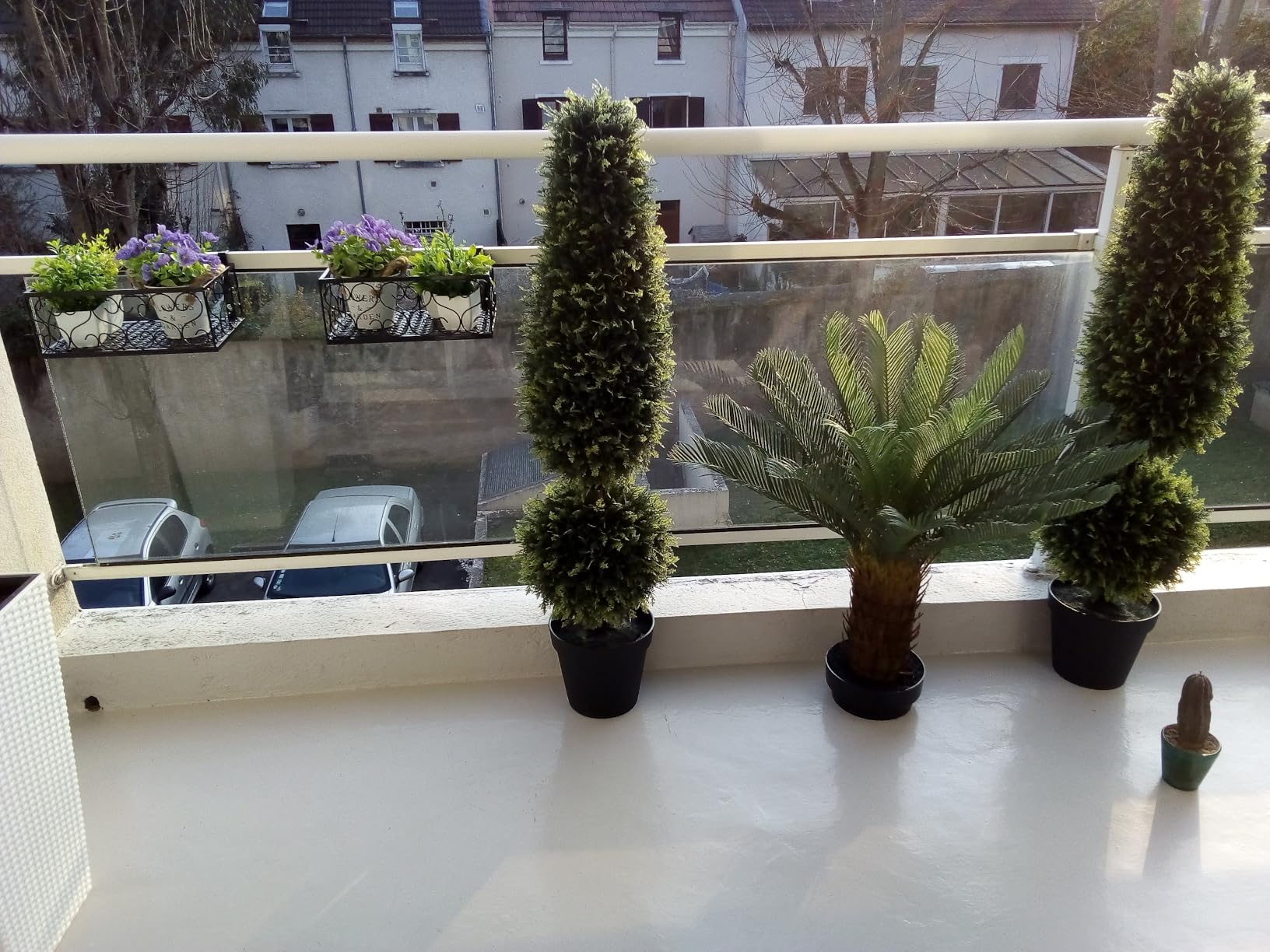 Tissting Support pot fleur balcon fer noir 6,5 cm