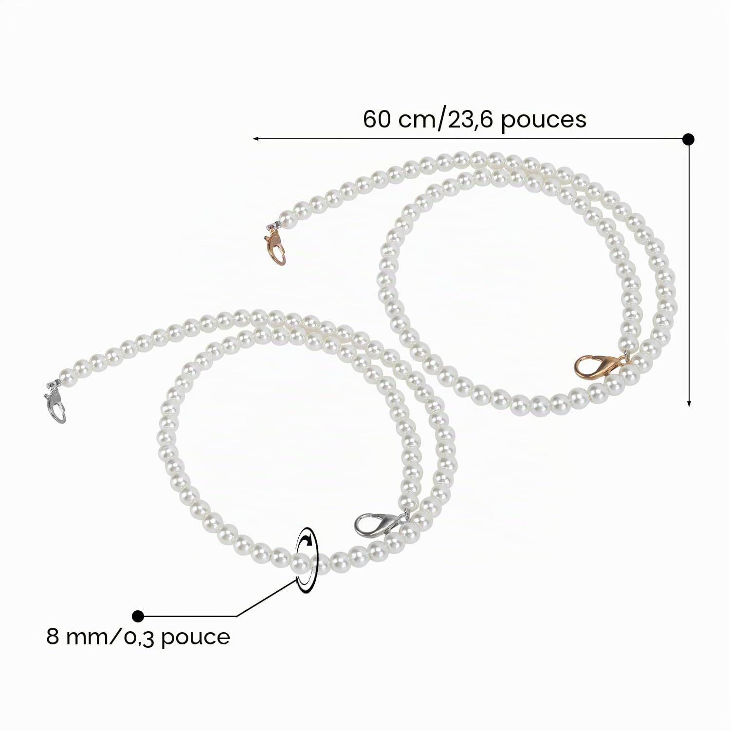 Tissting DIY chaîne perles sac 60 cm lot de 2