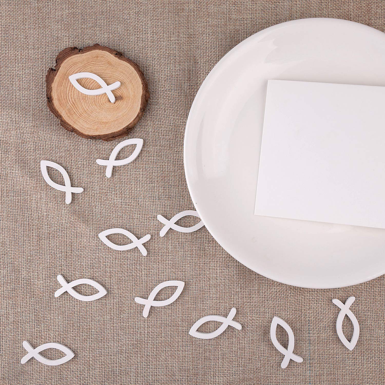 FEPITO Party Decorations poisson bois blanc 3,5 cm 100 pcs