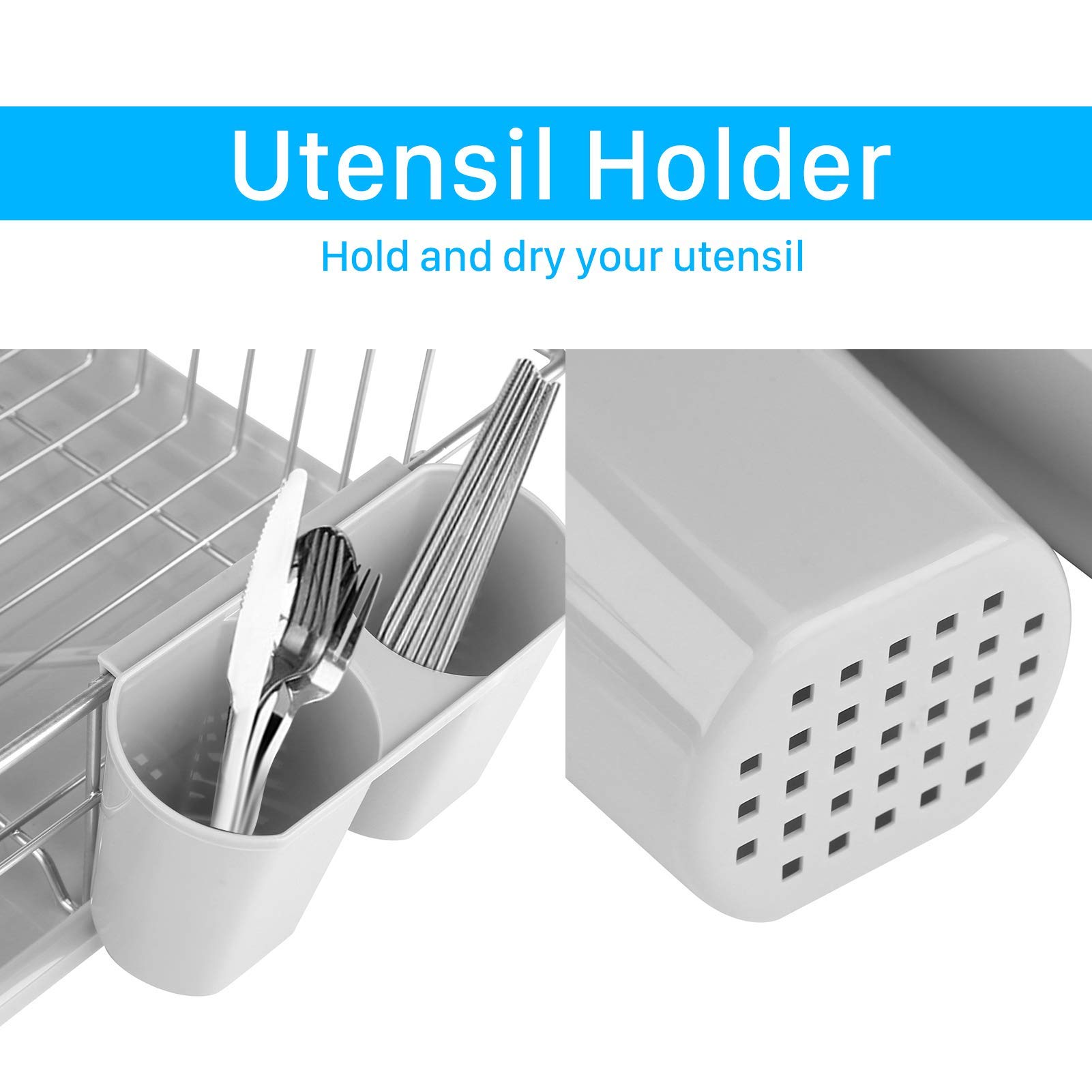 Ejoyous Kitchen Égouttoir vaisselle acier antirouille avec plateau