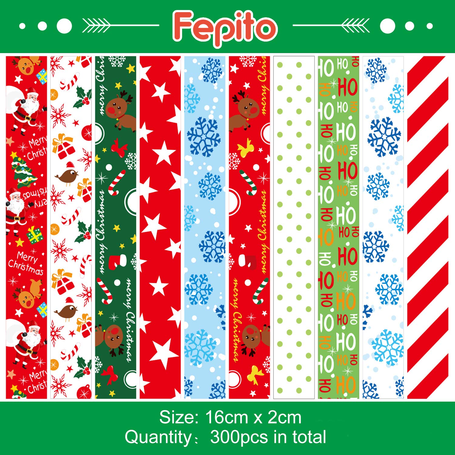 FEPITO Party Decorations 300 guirlande papier Noël 10 motifs