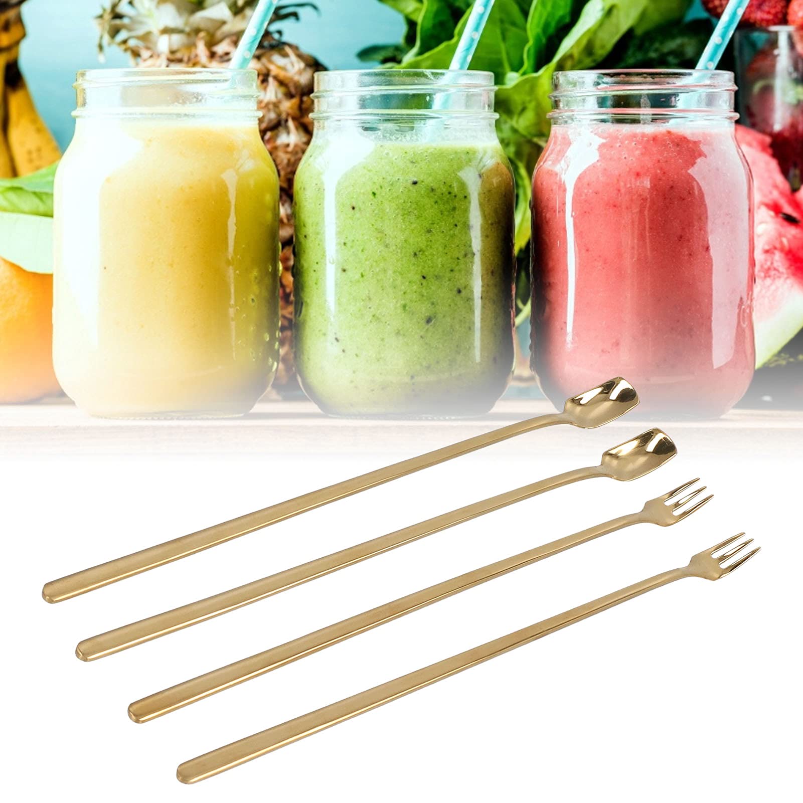 Tissting couverts dessert inox or 4 pièces longues