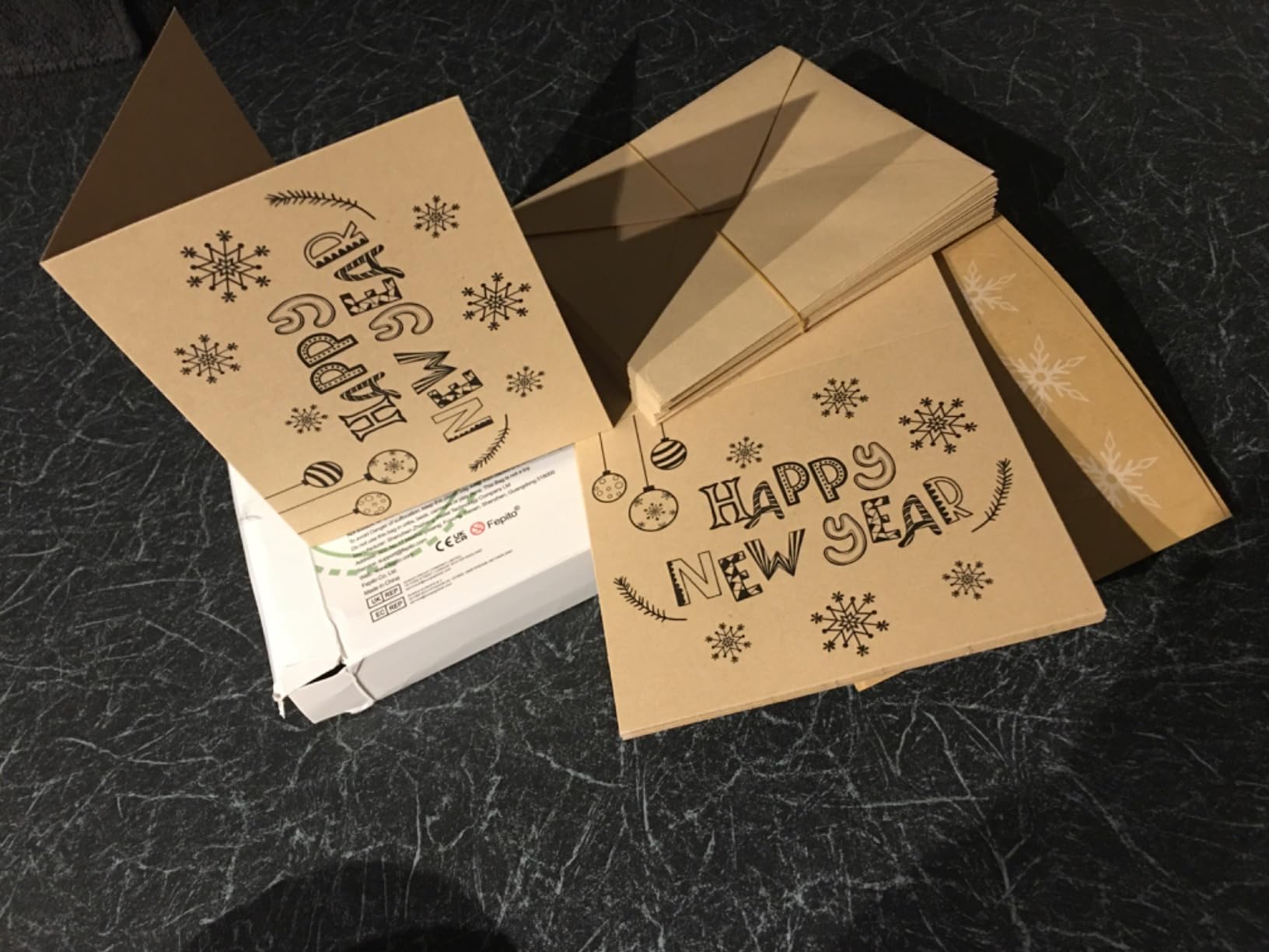 FEPITO cartes de voeux Bonne Année kraft 36 pièces