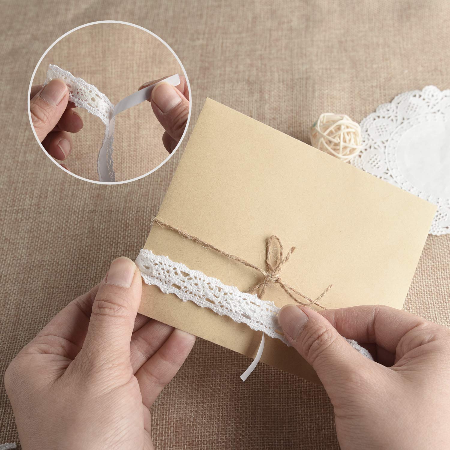 FEPITO ruban dentelle blanche adhésif 1,5 cm x 3,4 m