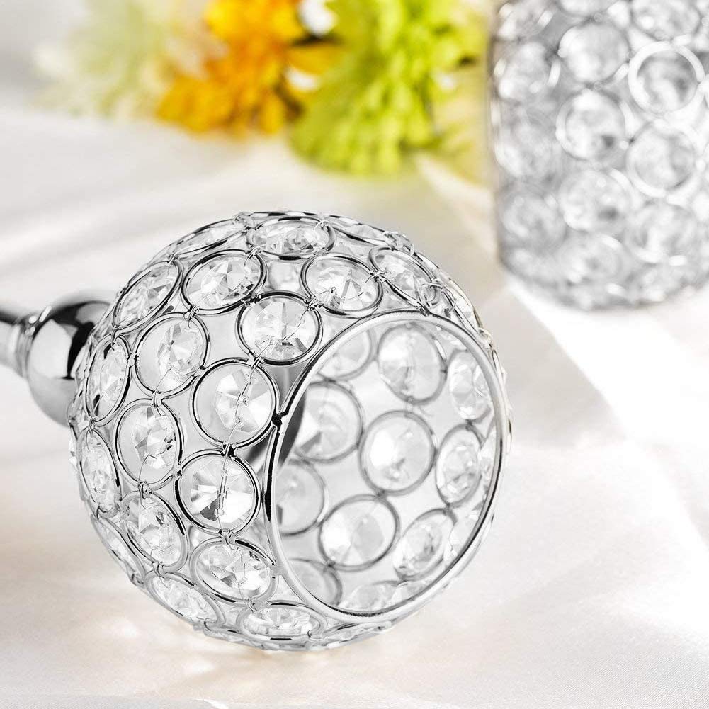 Ejoyous Bougeoir cristal 3 bras argent