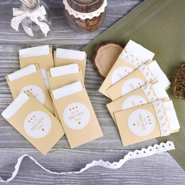 FEPITO 100 sacs papier mariage kraft larmes joie