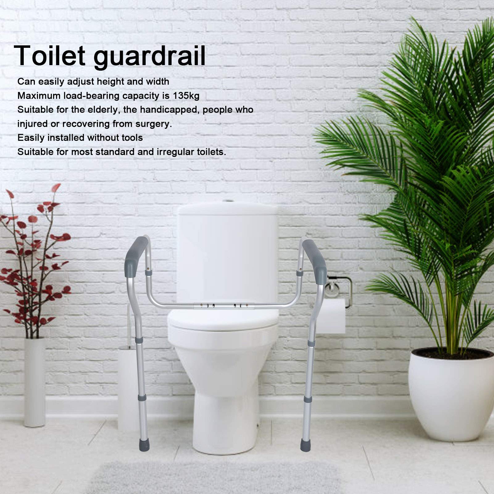Ejoyous Cadre Toilette Barre Appui Réglable Alu 135 kg