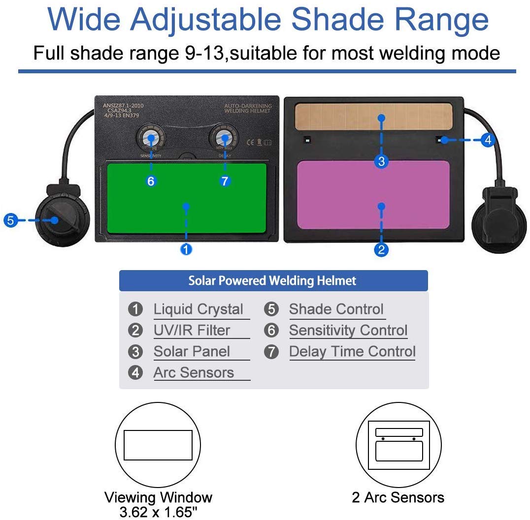 Ejoyous Home Improvement Tool casque de soudage auto 4/9-13 rouge bleu